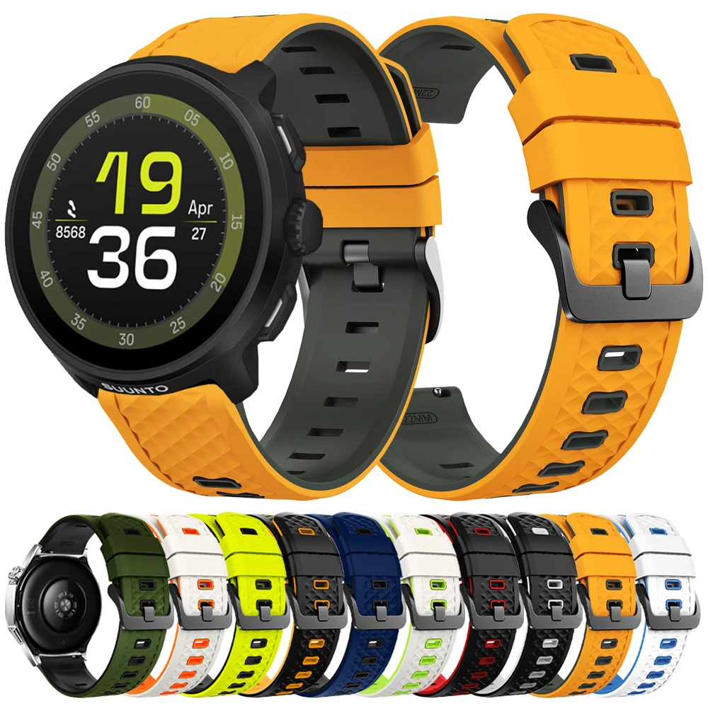 Correa de silicona de 22mm para SUUNTO RACE RUN/Ocean/VERTICAL/5 9 PEAK PRO DLC/RACE 2 pulseras para COROS PACE 3 pulseras transpirables
