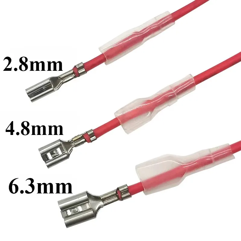 10 Uds 2,8mm/4,8mm/6,3mm Terminal de engarzado empalme conector de pala hembra empalme con cable rojo negro 20cm - imagen 2