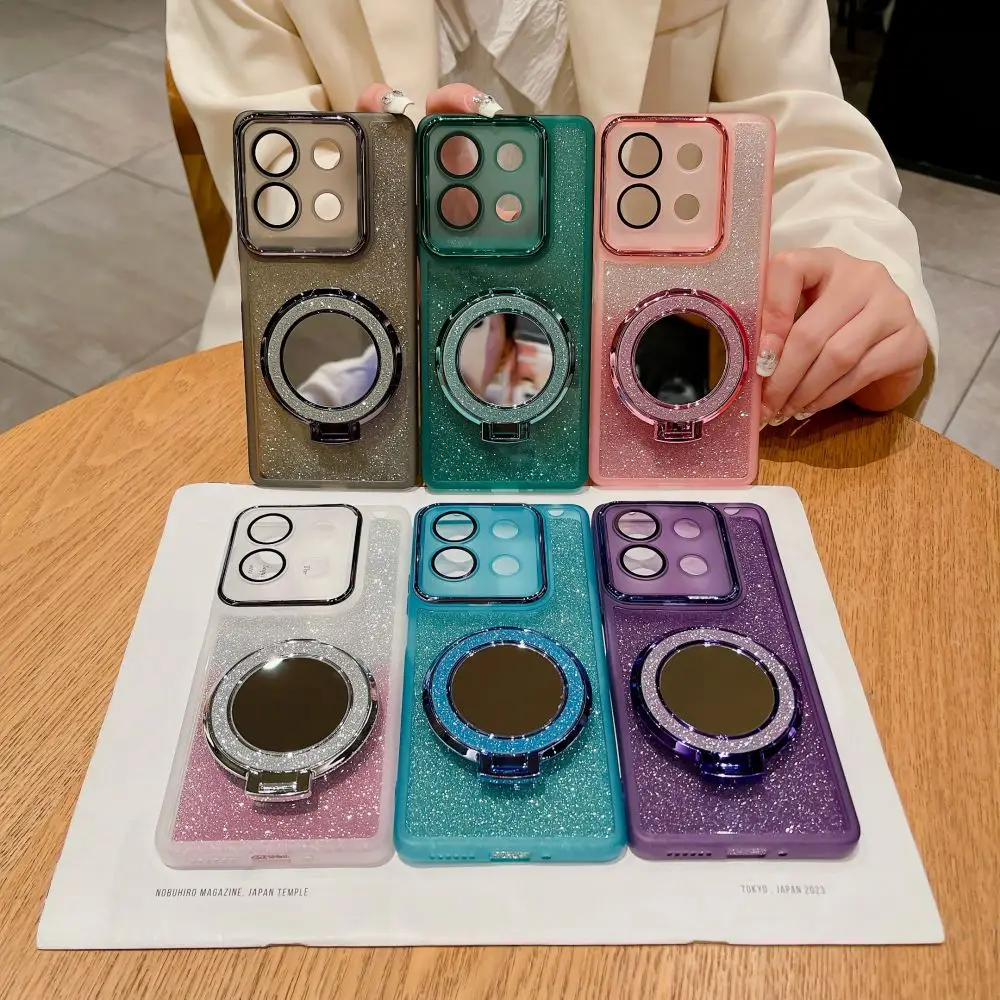 Funda con purpurina suave para Infinix Note 40 30Pro, carcasa trasera protectora magnética con anillo de espejo para Infinix Note40 Pro Plus 30i - imagen 2