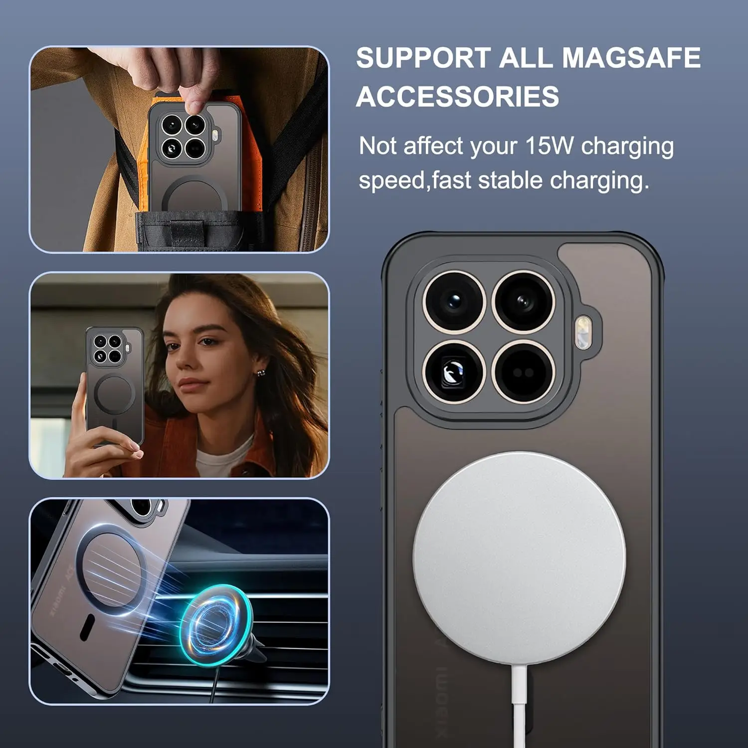 Funda translúcida para Magsafe, funda trasera de carga inalámbrica para teléfono Xiaomi 15T 15TPro Pro - imagen 4