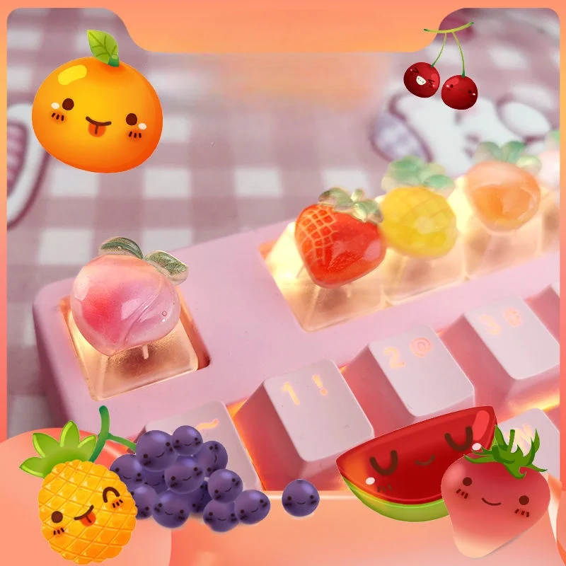 Keycap translúcido de frutas para Teclado mecánico de eje cruzado, Rosa especial, fresa, melocotón, suplemento ESC R4, nuevo