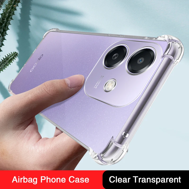Funda de teléfono Airbag para OPPO A3 A3X A3i A20 A40 A40M A60 5G Global Simplicity, Funda protectora de lente de silicona transparente suave - imagen 2