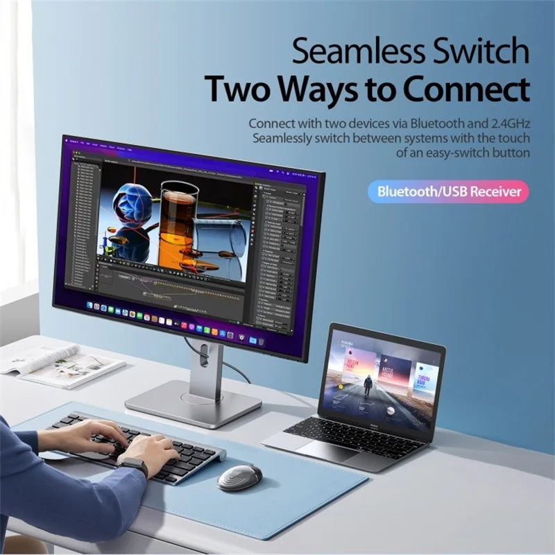 Ratón inalámbrico de modo Dual con Bluetooth, 2,4G, retroiluminación transparente, silencioso, recargable, uso en oficina, amplia compatibilidad, peso ligero - imagen 3