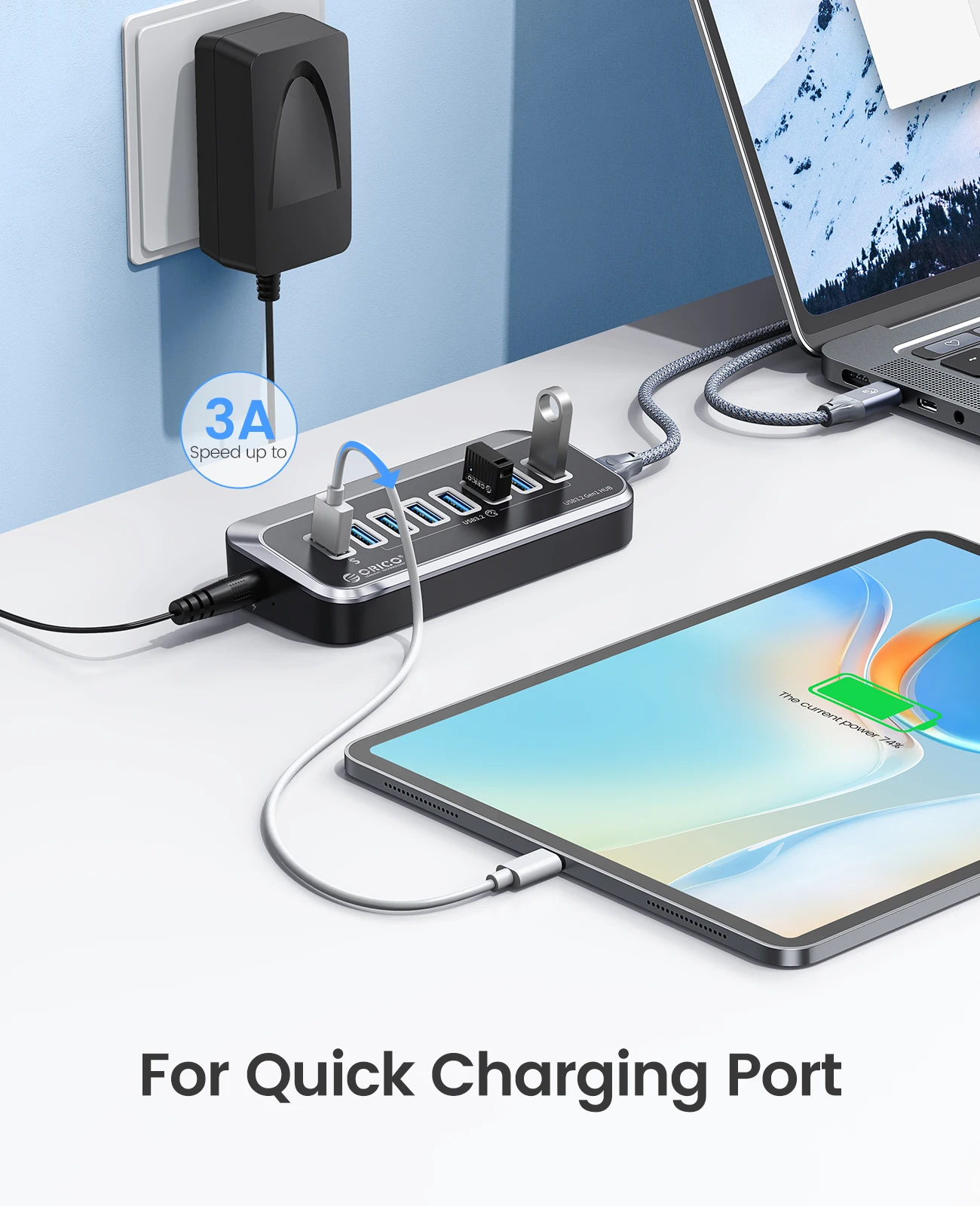 ORICO Hub USB-C 3.2 5Gbps con Lector de Tarjetas PD18W - imagen 5