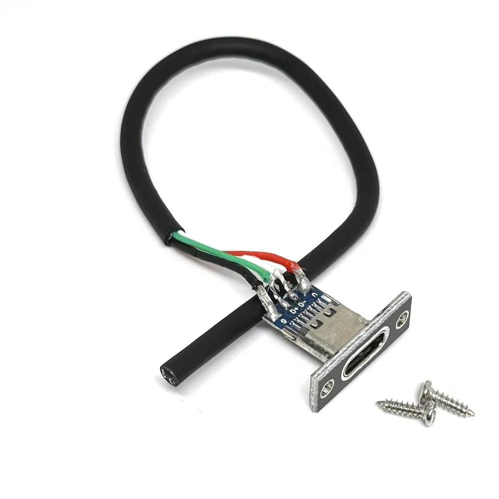Conector USB 3,1 tipo C 4 P, cable de soldadura 3A hembra, conector DIY recto para puerto de carga de teléfono móvil, toma de carga con tornillos - imagen 5