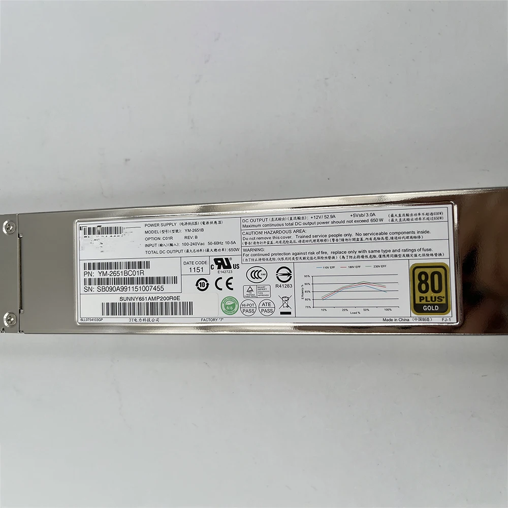 Módulo de fuente de alimentación redundante YM-2651B 650W C200M1 C210M1 Fuente de alimentación del servidor antes del envío Prueba perfecta - imagen 4
