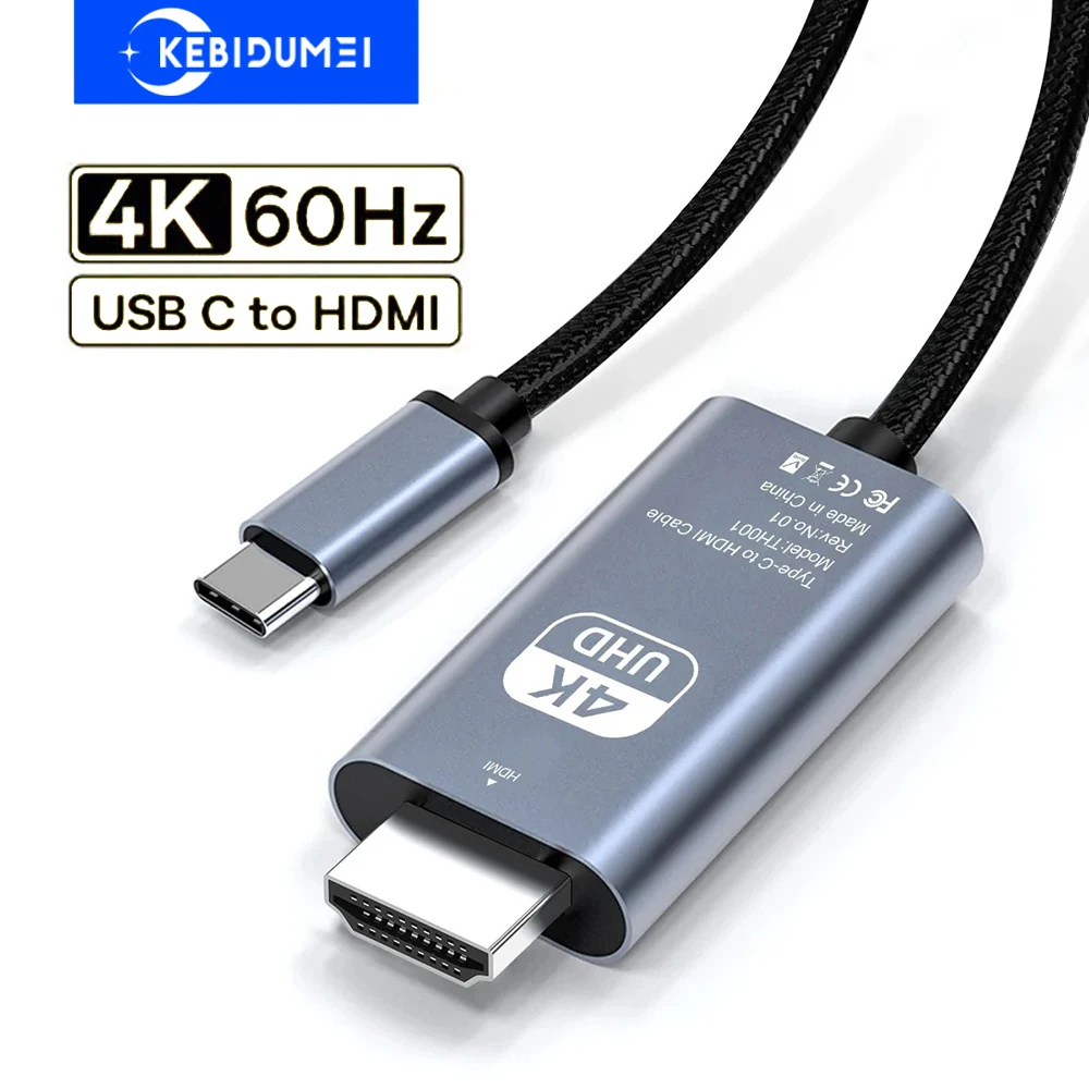 Adaptador USB C a HDMI 4K 60Hz Cable tipo C Cable convertidor HDTV para iPhone 15 convertidor de TV MacBook Air iPad Samsung portátil 4K 60Hz USB C to HDMI Adapter Type C Cable HDTV Converter Cable