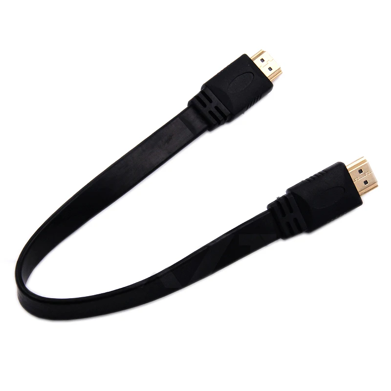 Cable negro Full HD corto compatible con HDMI, 30cm, compatible con enchufe 3D macho a macho, Cable plano para Audio, vídeo, HDTV, TV, alta calidad - imagen 3