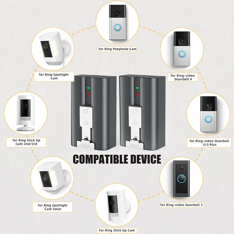 JGTM 3,65 v 6040mah V4 batería para timbre de timbre timbre de vídeo de 3 anillos foco de 2 anillos cámara Stick up Cam - imagen 4
