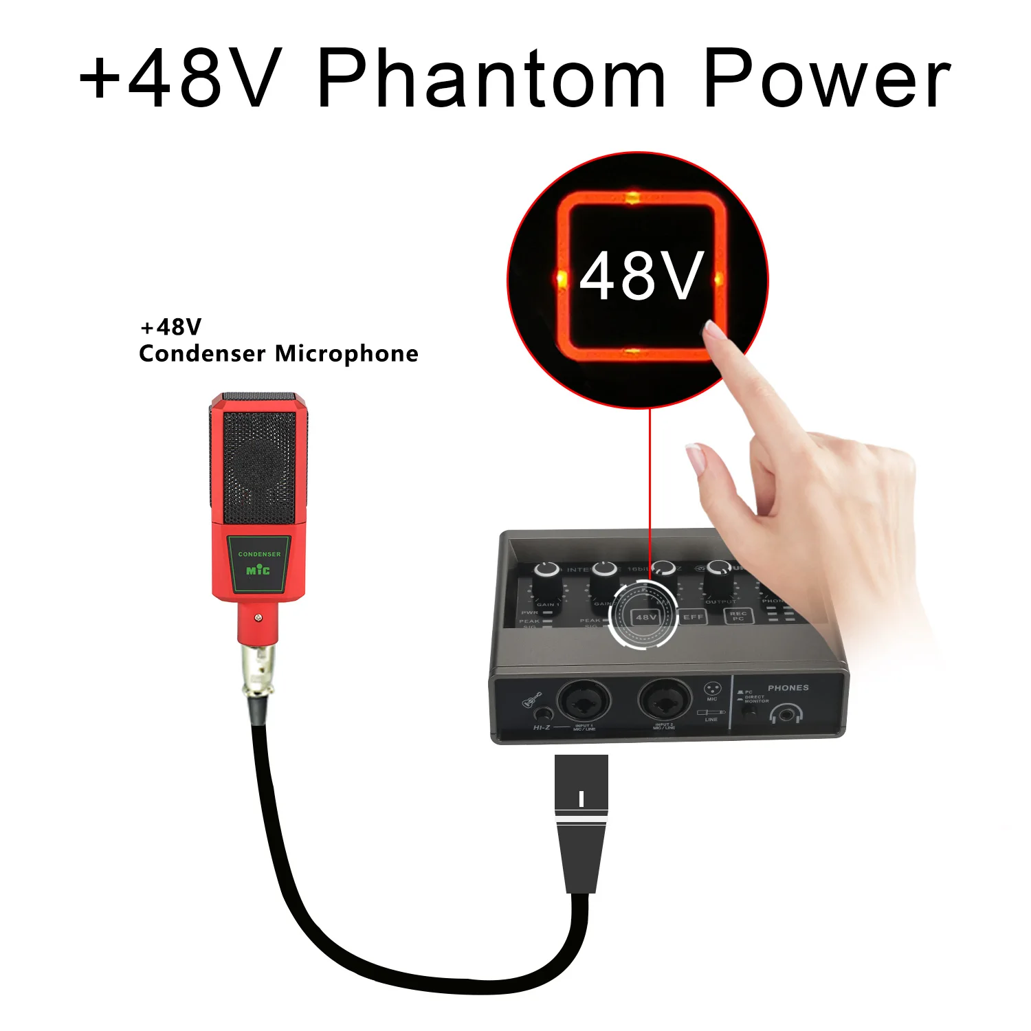 Interfaz de Audio de efectos de eco TEYUN, 2 canales, 48V, grabación de ordenador, guitarra eléctrica, grabación de PC, tarjeta de sonido externa sin unidad Q16 - imagen 3