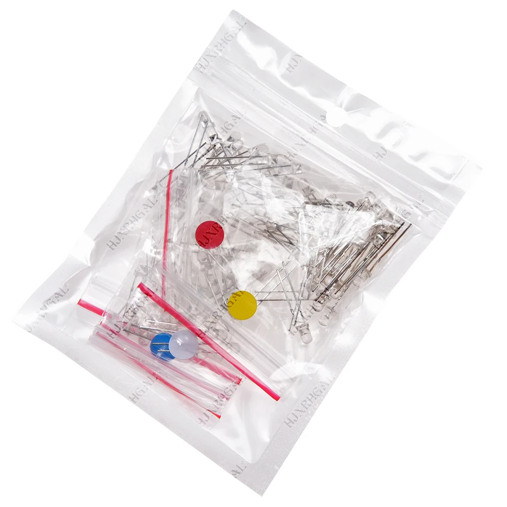 Kit de diodos emisores de luz LED ultrabrillante, 100 piezas, F3, 3MM, redondo, agua clara, verde, amarillo, azul, blanco y rojo, cada 20 piezas - imagen 2