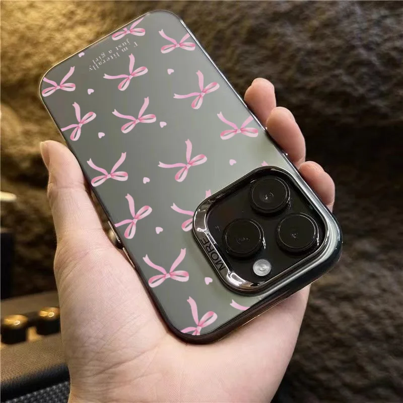 Funda de teléfono con diseño de lazo y corazón de amor para iPhone 16 Pro Max 15 14 13 12 11 XS X XR 7 8 Plus SE 2022, funda trasera dura mate a prueba de golpes - imagen 3
