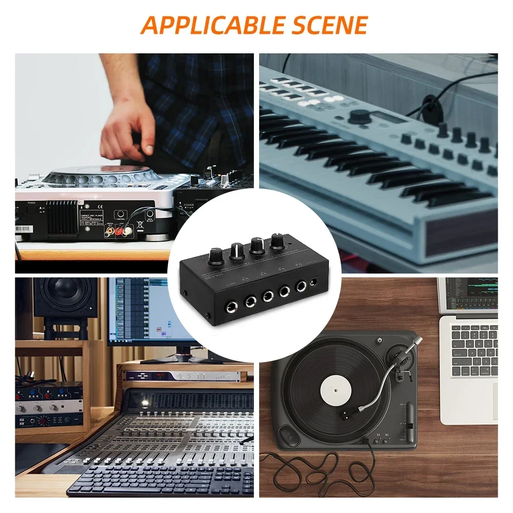 Amplificador de auriculares Mini amplificador de Audio estéreo ultracompacto AMP 4 canales amplificador doméstico conector Jack de 6,35mm con adaptador de corriente - imagen 5