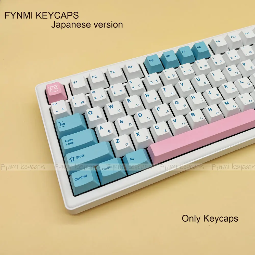 Fynmi-piezas de teclado Janpanese, 140 teclas, ANSI Cherry PBT Dye, sublimación, cubierta de leche, temática para 61/68/75/78/81/87/104 teclas