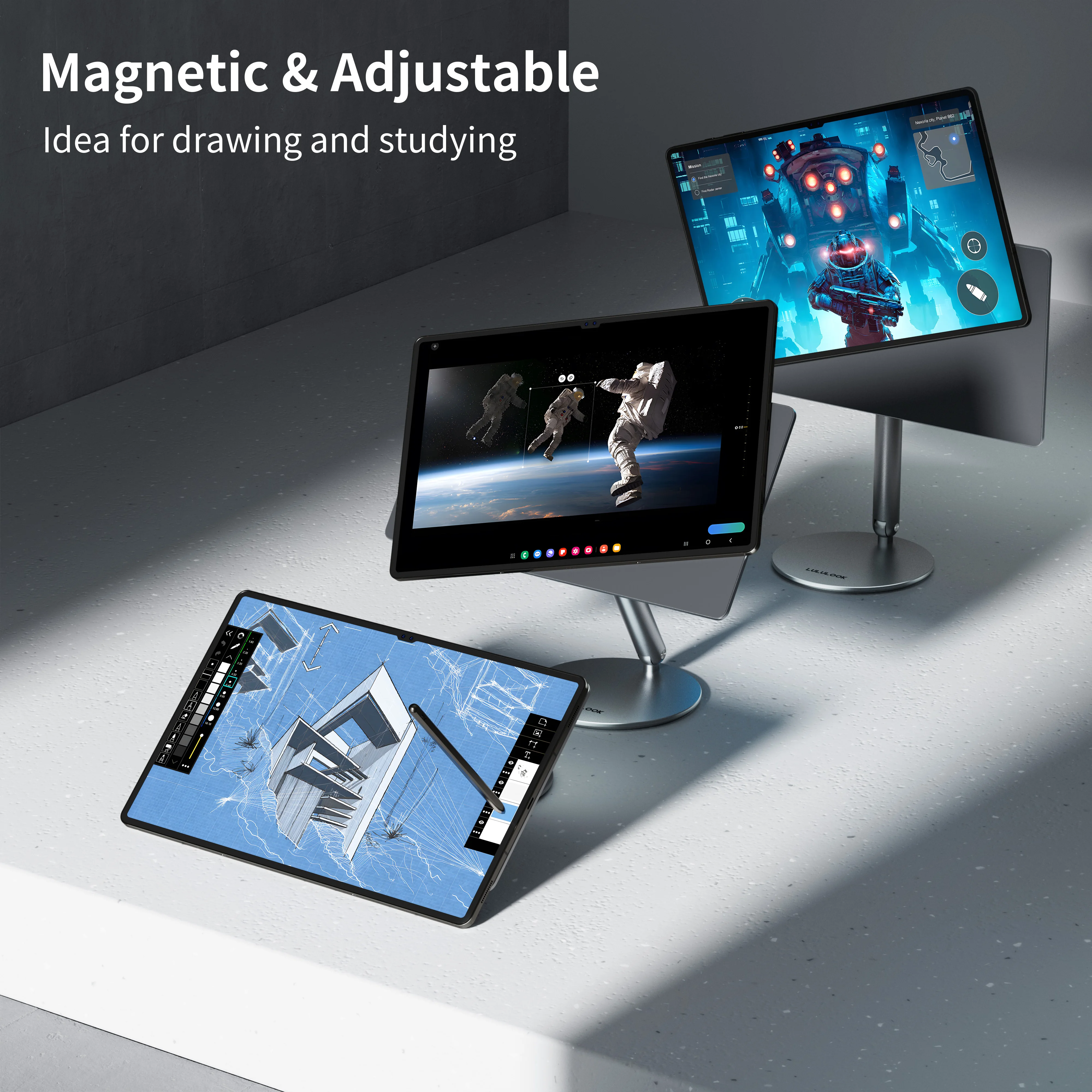 Soporte magnético Lulululook para Samsung Galaxy Tab S10/S9/S8 Ultra S9/S7/S8 Plus S7 FE,360 °   Soporte para tableta ajustable con base de rotación - imagen 4