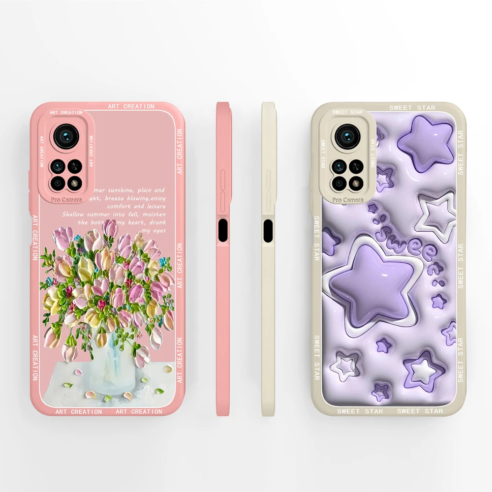 Funda de teléfono para Redmi K30S, Ultra bonita, minimalista, línea de flores, protección de cámara, cubierta de silicona líquida para RedmiK30S Ultra - imagen 2