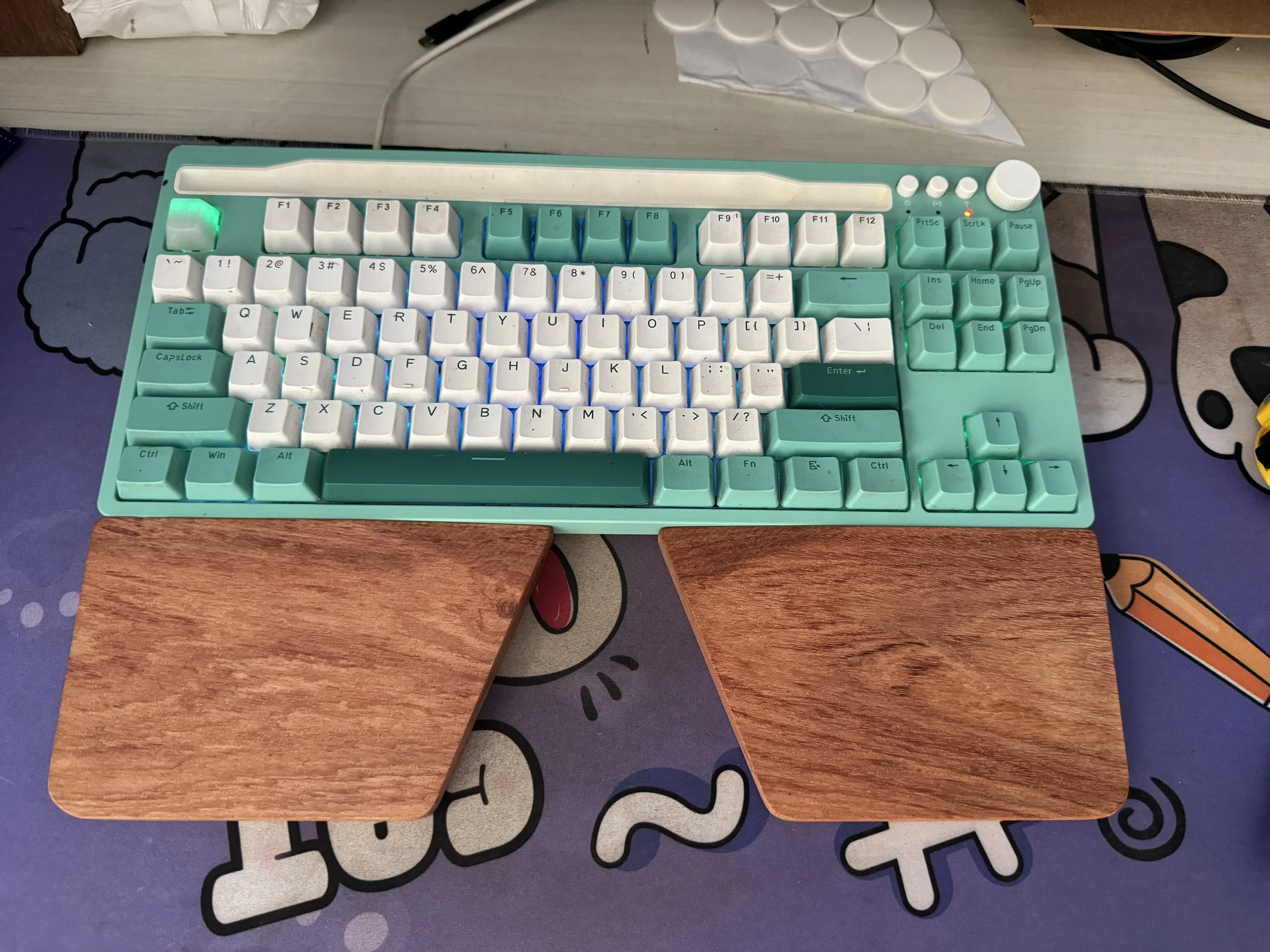 Reposamanos para teclado dividido, reposamuñecas de madera personalizado, palisandro de nogal, soporte de mano de madera maciza, teclado mecánico para Gamer Palm Stree - imagen 5