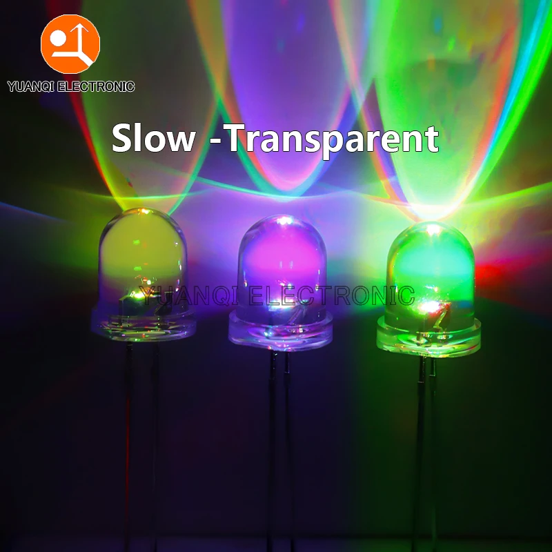 10 Uds F8 8mm rápido/lento RGB Flash rojo verde azul Arco Iris diodo emisor de luz multicolor LED redondo Kit de bricolaje a todo Color - imagen 2