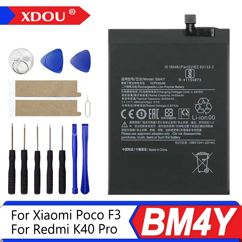 Nueva batería BM4Y de 4520mAh para Xiaomi Poco F3 /Redmi K40 Pro/ K40 Pro baterías de repuesto para teléfono + herramientas