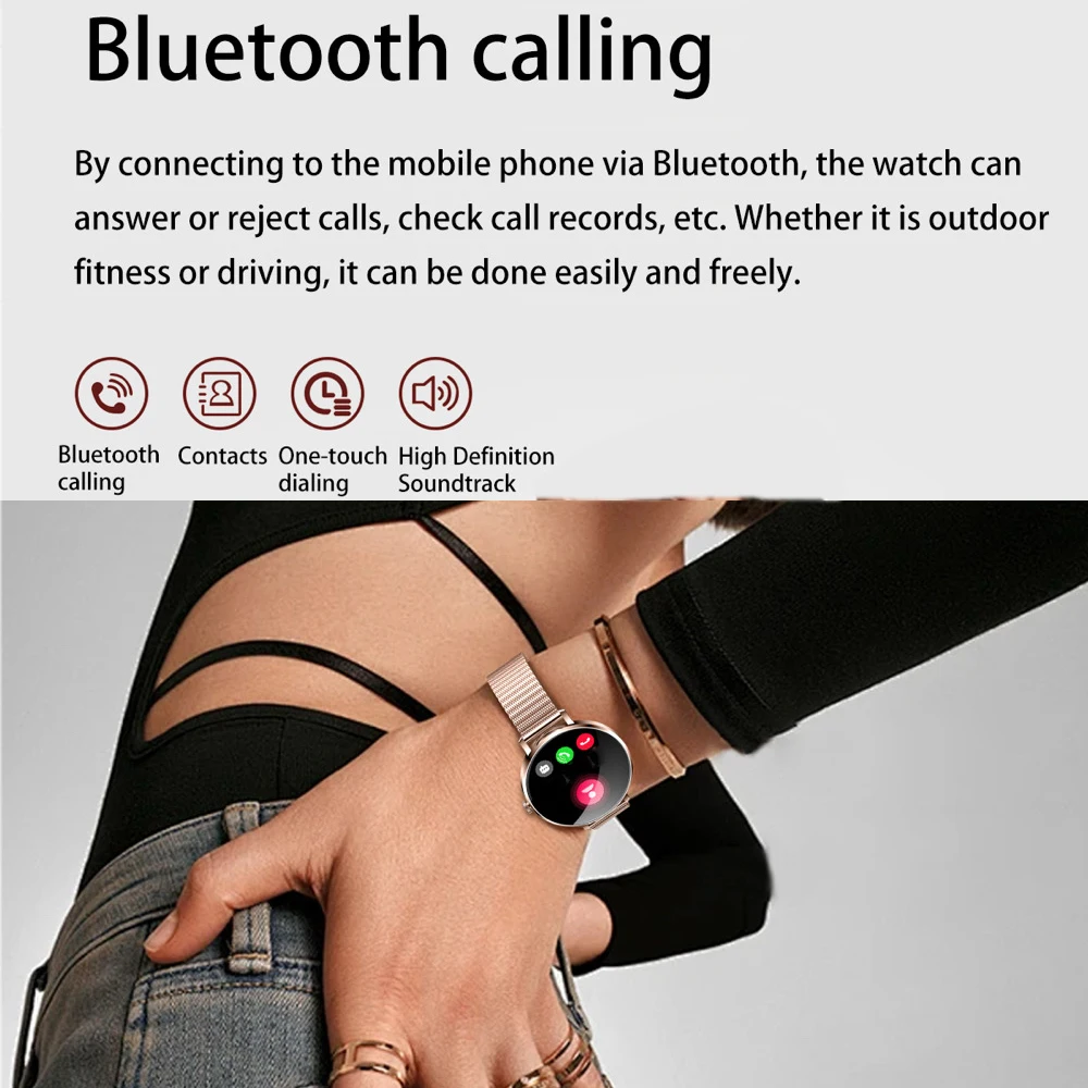 Reloj inteligente con pantalla redonda Amoled de 1,32 pulgadas, llamada BT, Monitor de ritmo cardíaco y sueño para mujer, reloj inteligente resistente al agua con múltiples modos de locomotora - imagen 4