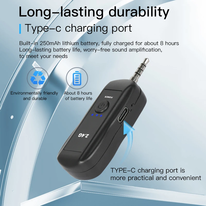 Micrófono montado en la cabeza de 2,4G, conjunto de micrófono Lavalier inalámbrico con receptor para amplificador, altavoz de voz, guía turística de enseñanza - imagen 4