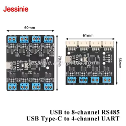 CH348 Hub Serie USB-C de 8 Canales: 4 UART TTL y 4 RS485