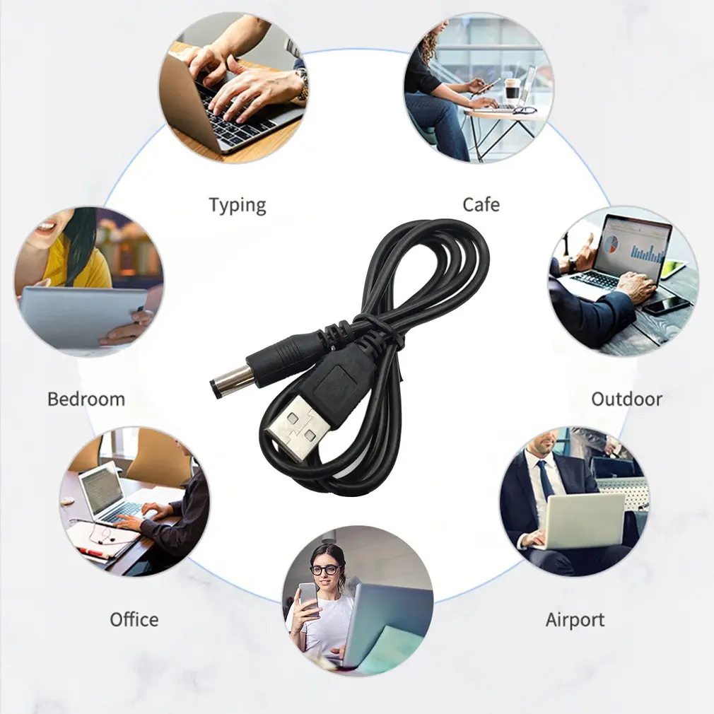 Adaptador de Cable de alimentación de CC, enchufe USB de 5,5x2,1/5,5x2,5 Para enrutador de cámara, tira de luz Led, línea de Cable de 0,8 m - imagen 4