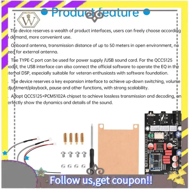 Nuevo DC8-24V XY-LA02 Qualcomm QCC5125 Placa de decodificación sin pérdidas BT 5,1 de alta temperatura para APTX LDAC sin pérdidas HD sonido DIY Kit
