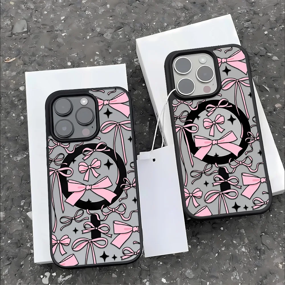 Funda de teléfono magnética de lujo para iPhone 17 Pro Max 16 13 11 15 14 12 17promax cubierta de nudo de lazo mate acrílico a prueba de golpes con cordón - imagen 4