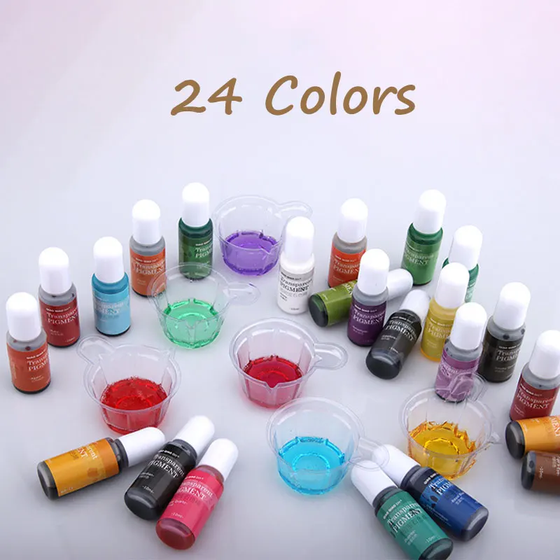 JCD 24 colores 10ml gema transparente pigmento de resina epoxi cristal UV Moldes de resina epoxi pigmento DIY joyería hacer manualidades Colorante - imagen 2