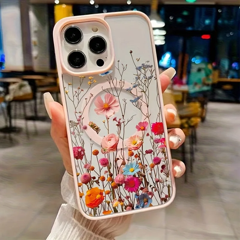 Funda de teléfono transparente y magnética con carga inalámbrica Floral colorida para iPhone 17 Pro Max 16 Plus 15 14 13 12 11 16E 17 Air 17 - imagen 3