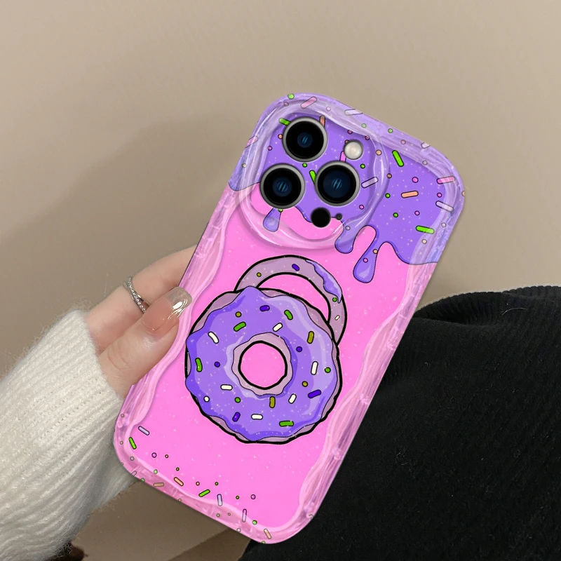 Funda de teléfono suave con diseño de donuts de los Simpsons para Apple iPhone 15 14 13 12 11 XS XR X Pro Max Plus Wave Oil - imagen 4