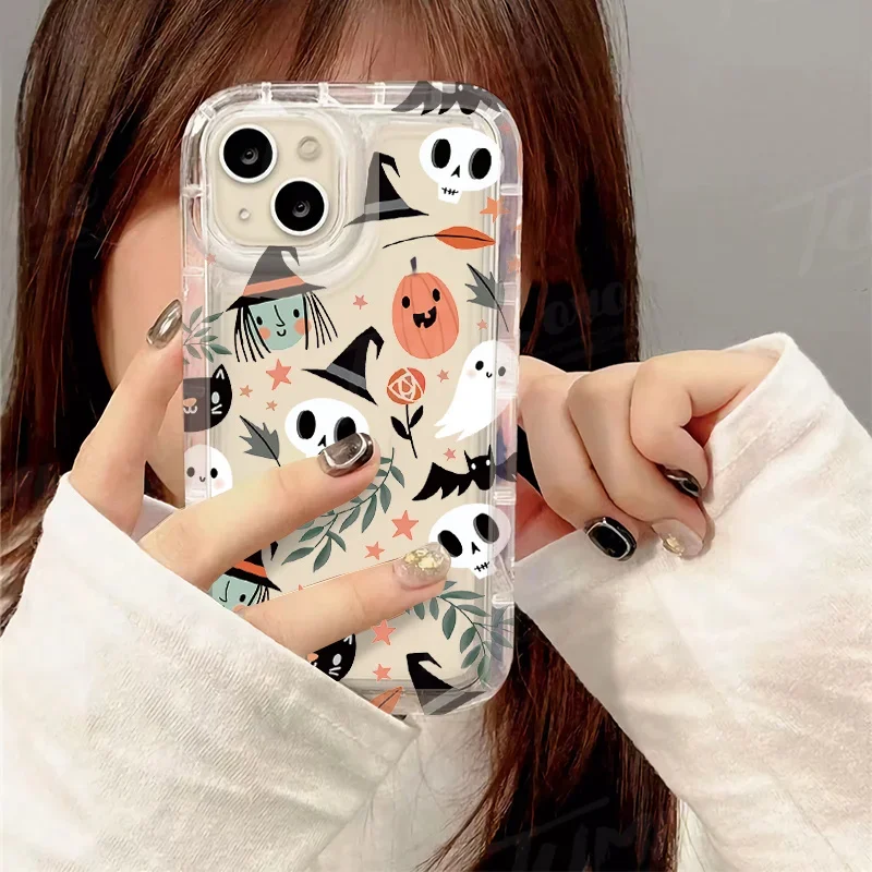 Funda transparente con dibujos animados de Halloween para VIVO S15, V20, V21, V23, V23E, V25, V27, V27E, V29, V40, 5G Pro, Airbag, cubierta a prueba de golpes - imagen 4