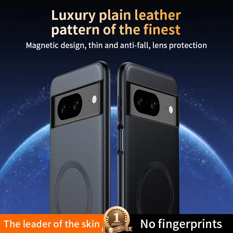 Para Pixel 8 funda protectora de cuero magnética para Google Pixel 8 antihuellas antideslizante PC + TPU - imagen 3