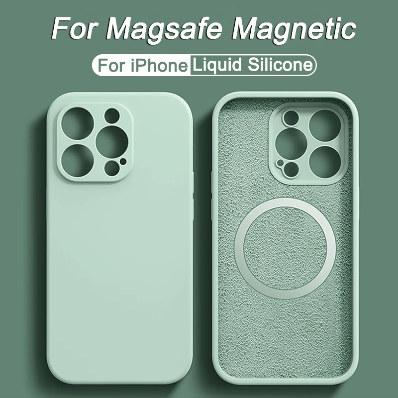 Magsafe-Funda de silicona líquida Original para iPhone, cubierta magnética de carga inalámbrica para modelos 15, 11, 12, 13, 14 Pro Max, mini, X, XR, XS, 8 Plus - imagen 2