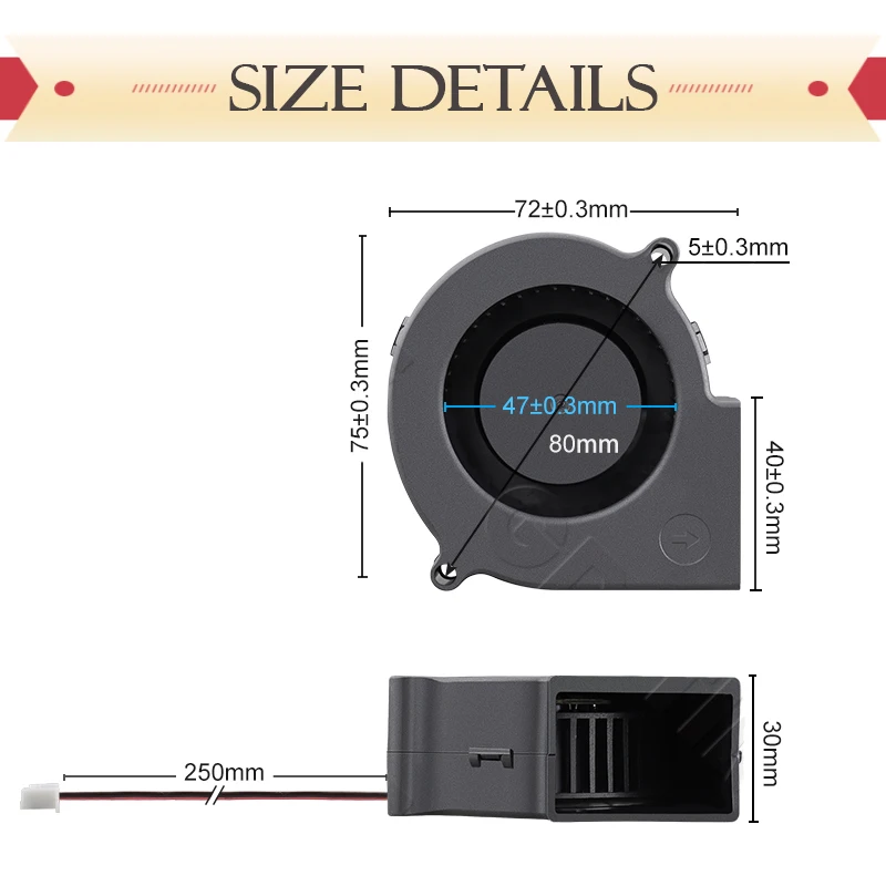 Gdstime 7530 ventilador 12V ventilador centrífugo USB bola 75mm 75x30mm ordenador PC ventilador 24V DC 5V ventilador de refrigeración sin escobillas ventilador Axial - imagen 5
