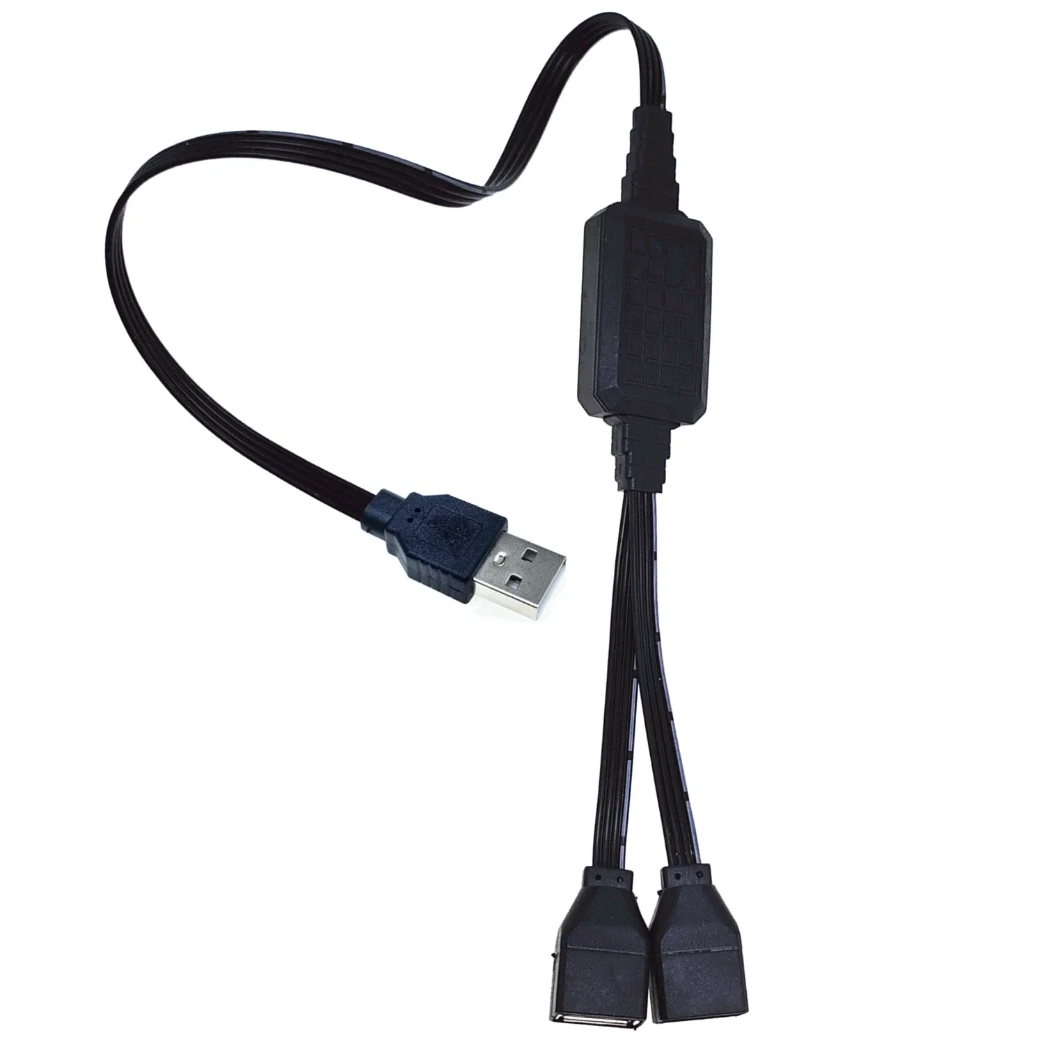 Adaptador de cable de datos universal Dual dataUSB 2,0 para coches y portátiles, concentrador USB de 2 puertos, divisor de 20CM-110CM - imagen 2