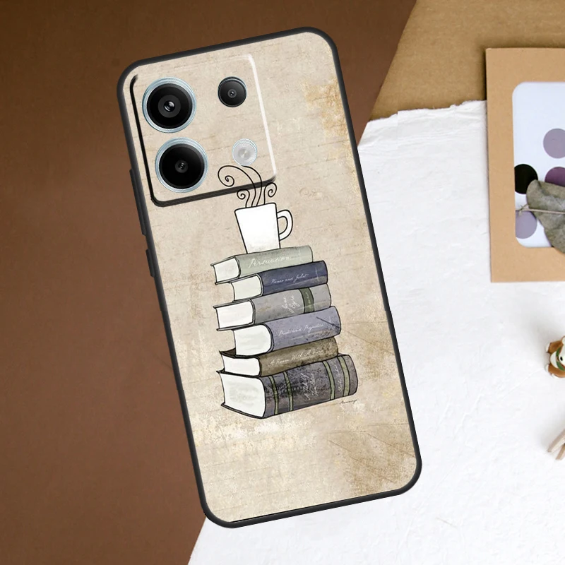 Funda de libros y café para Xiaomi Redmi Note 13 Pro Plus Note 12 11 9 10 11S 10S 12S Redmi 13C 10C 12C - imagen 2