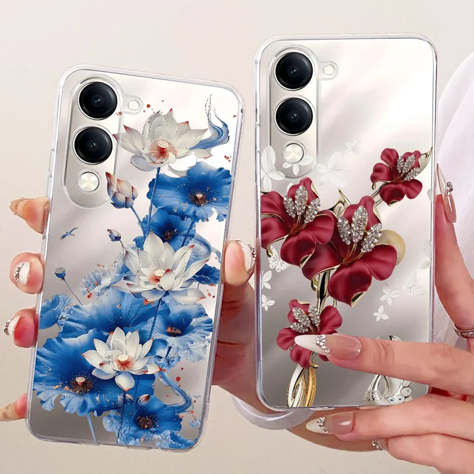 Para Vivo Y04 V2430 funda Y19 2025 V2432 funda de silicona nueva moda flor transparente suave TPU funda de teléfono para Vivo T4 Lite Y29s 5G Capa - imagen 3