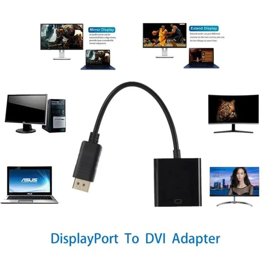 Adaptador DisplayPort a DVI de 1080P, Cable convertidor DP a DVI macho a hembra para Monitor, proyector, portátil, ordenador de escritorio HDTV - imagen 3