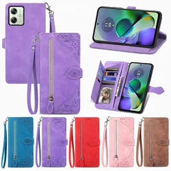 Solt Funda billetera cuero Moto G – Cremallera y ranuras para tarjetas