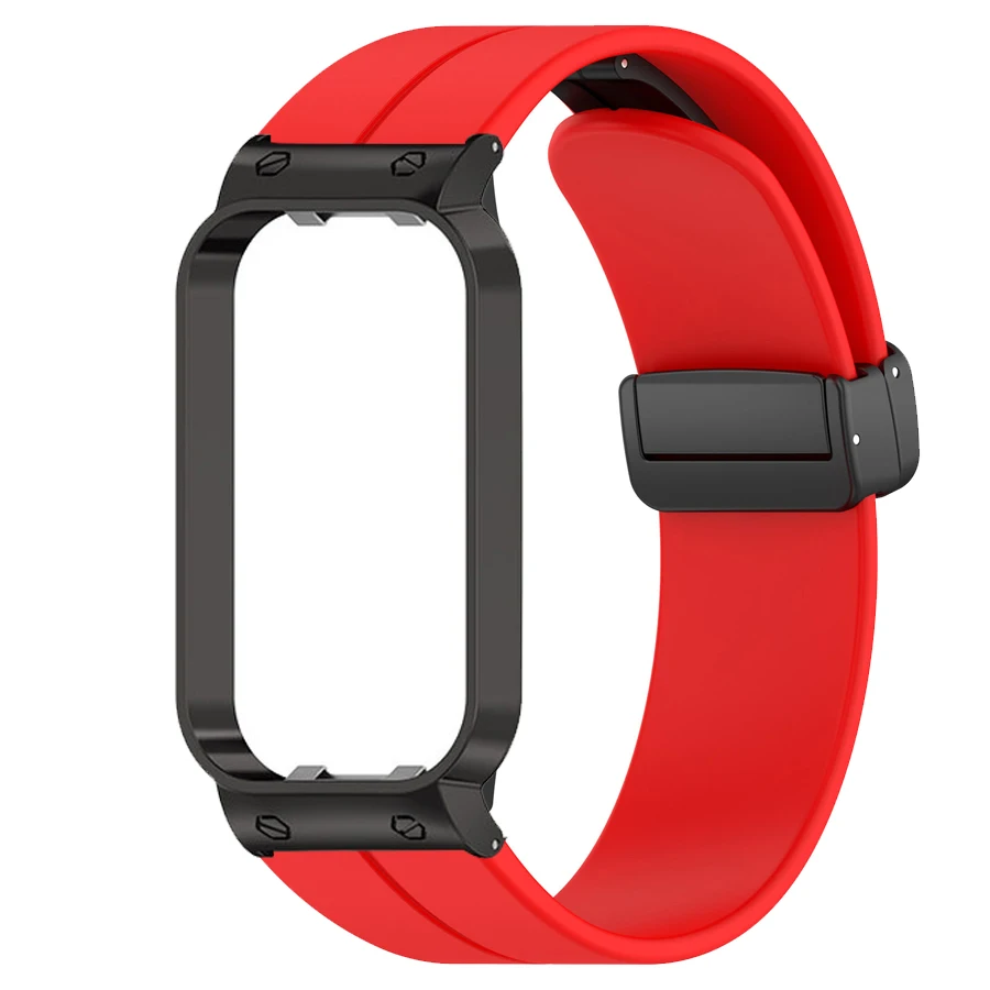 Correa de silicona para Xiaomi Smart Band 8, Correa de reloj activa, pulsera con hebilla magnética de Metal, Correa para Mi Band 8 Active - imagen 5