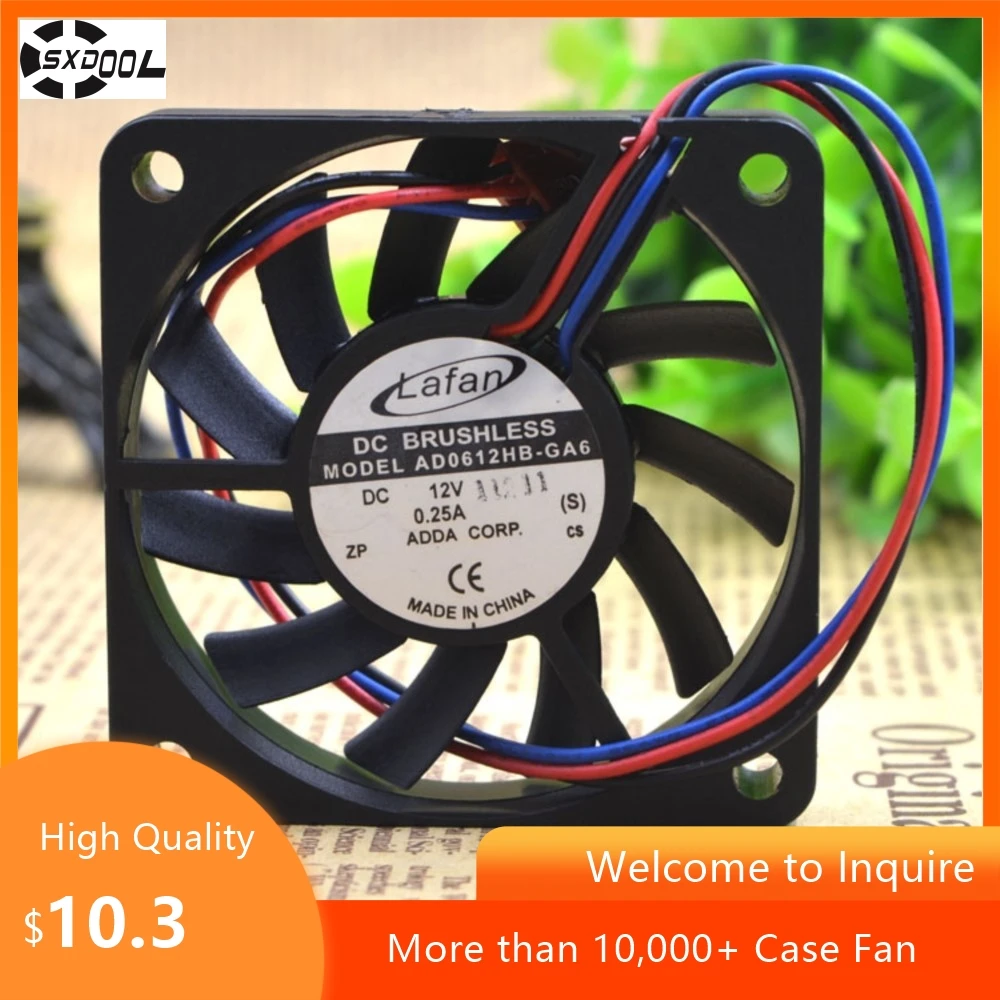 AD0612HB-GA6 Ventilador de 60 mm y 6 cm para ADDA 6010 DC12V 0.25A 60 mm x 60 mm x 10 mm Ventilador de enfriamiento axial - imagen 3