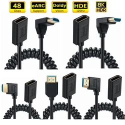 Cable HDMI 8K Macho-Hembra en Espiral, Ángulo de 90° y 144 Hz