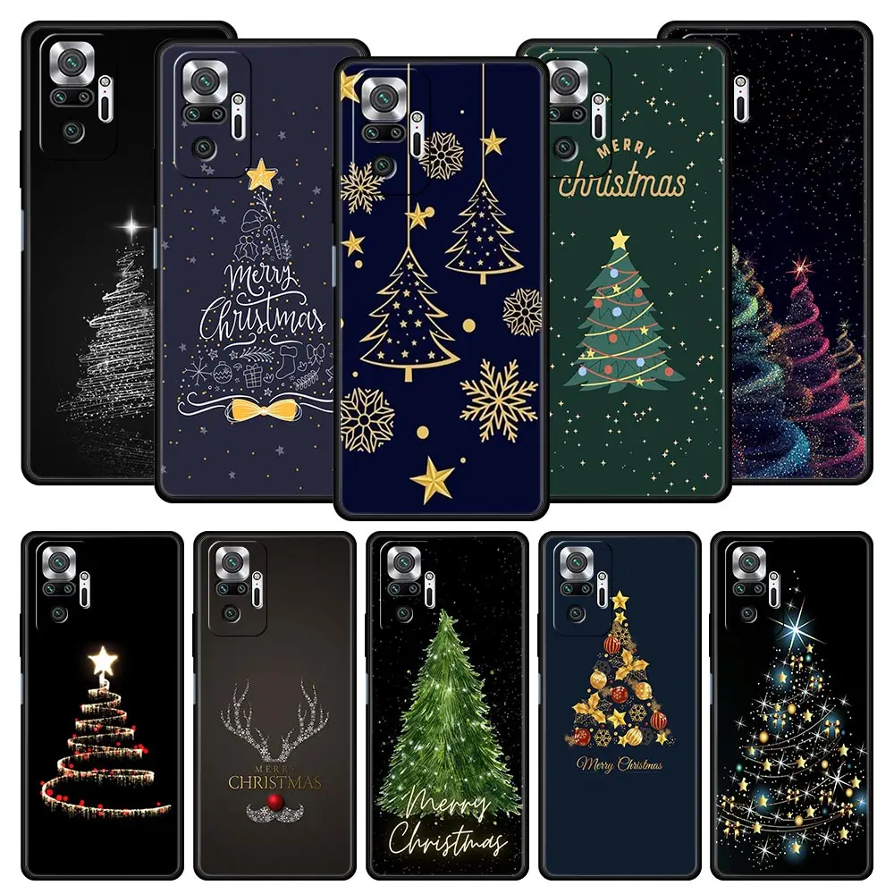Funda de teléfono para Xiaomi Redmi Note 14 13 12 5G 11 10 Pro Plus 4G 9S 9 14C 13C 12C 10C 9C 9A funda suave de TPU Feliz árbol de Navidad