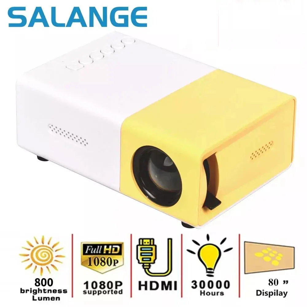 Salange mini proyector YG300 Pro LED, compatible con 1080P, Full HD, portátil, Audio, HDMI, USB, proyector de vídeo