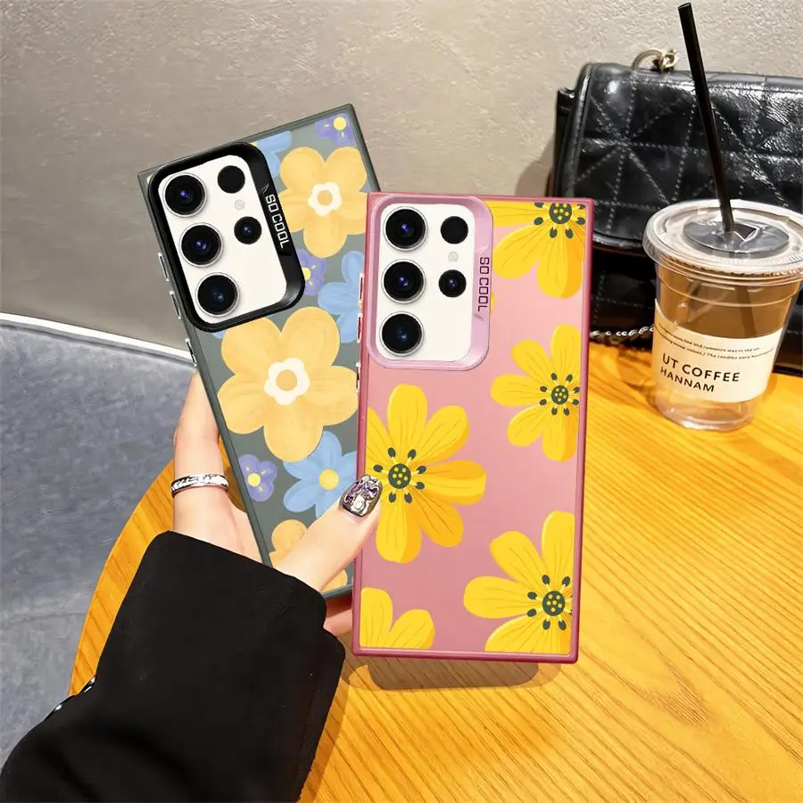 Funda para Samsung Galaxy S25 S20 Plus S23 Note 20 Ultra S21 S23 S24 FE S22 funda trasera para teléfono flores amarillas azules - imagen 5