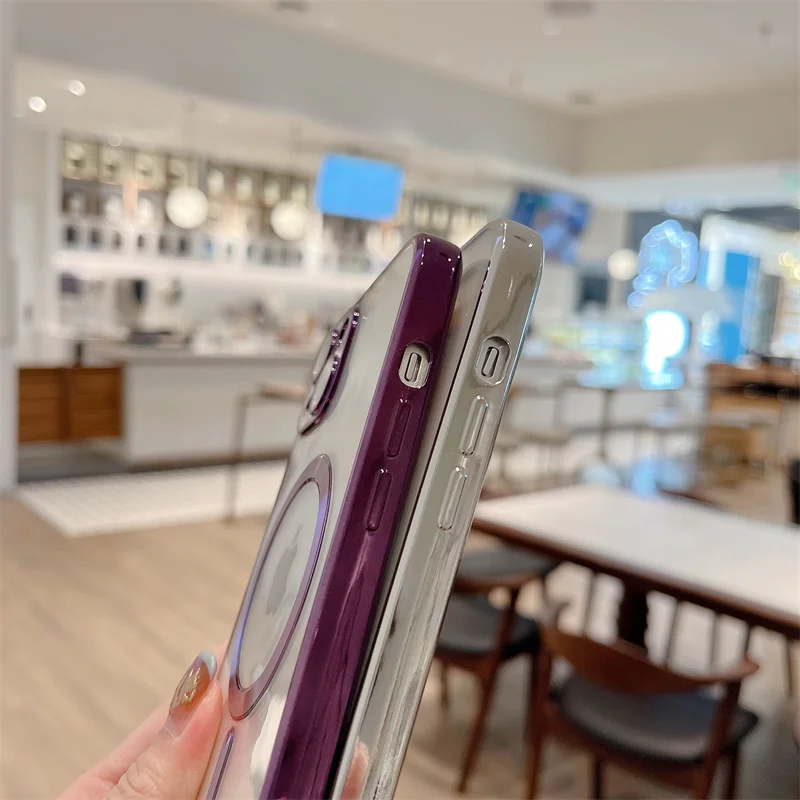 Tobebest Magsafe-funda de teléfono transparente con revestimiento magnético, accesorios de carga inalámbrica para Apple iPhone 15 14 13 11 12 Pro Max Plus - imagen 5