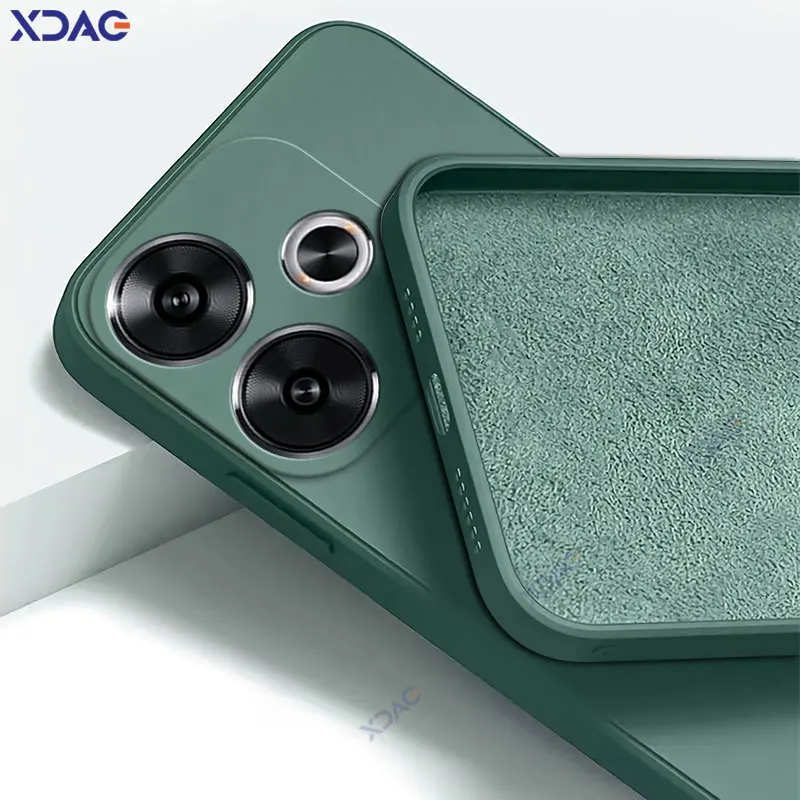Funda de teléfono de silicona líquida cuadrada Original para Xiaomi POCO F6 Pro 5G, funda trasera protectora completa suave a prueba de golpes, bolsa POCOF6 F6Pro - imagen 3