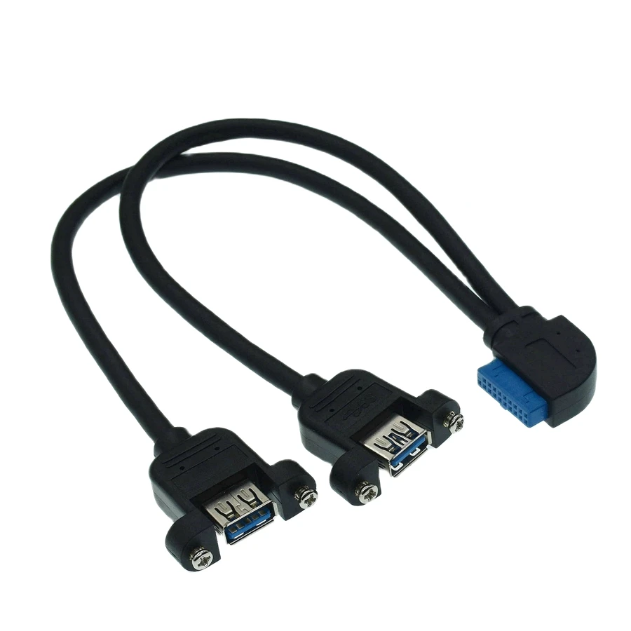 1 unidad USB 3,0 puerto único A doble montaje de tornillo hembra hacia arriba cabezal de placa base en ángulo 20 pines 90 grados Cable de ángulo izquierdo hacia arriba - imagen 3